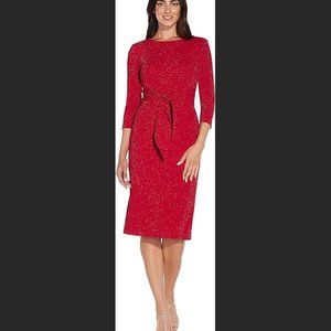 adrianna papell Metallic Knit Dress True Red - all offers considered